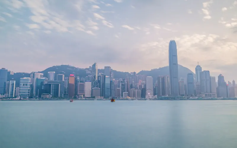 Hong Kong Island office towers seen across Victoria Harbour